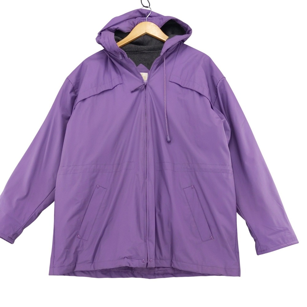 Misty Harbor‎ Rain Jacket Women Large Purple Hooded Fleece Lined Full Zip Anorak